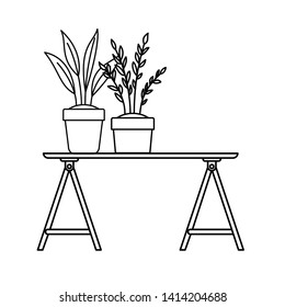 silhouette of office desk with white background
