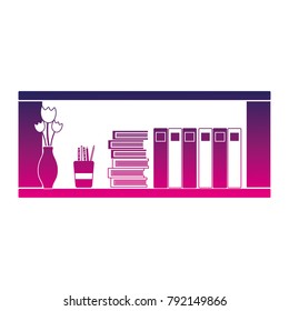 silhouette office shelf with books and folders documents