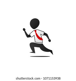 Silhouette office worker man running action pose illustration