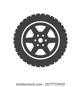 Silhouette of an Off-Road Car Tire with a Rough Pattern
