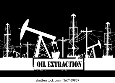 Silhouette of oil derrick