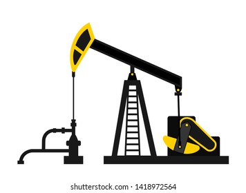 Silhouette of oil derrick isolated on a white background. Vector illustration.