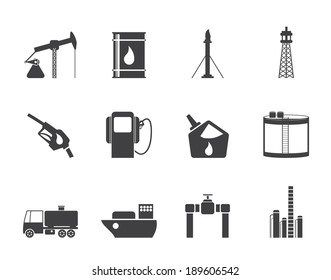 Silhouette Oil and petrol industry icons - vector icon set