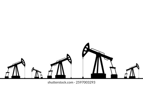Silhouette oil platforms isolated on white background