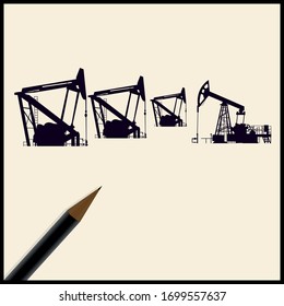 Silhouette of an oil production platform. Vector.