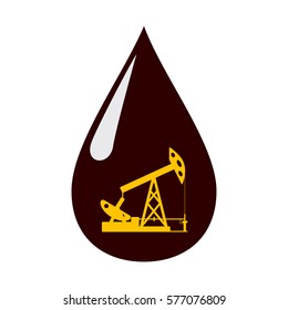 Silhouette of the oil pump in a drop of oil.