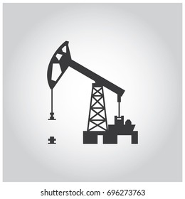Silhouette of oil pump or oil rig. Industry equipment icon. Vector illustration.