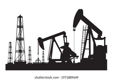 Silhouette of Oil pumps on white background