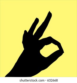 Silhouette of an OK sign. Two layers
