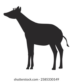 Silhouette of an Okapi in Black and White, Art Featuring Endangered Species