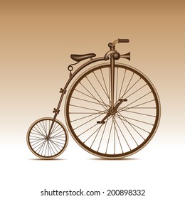 Silhouette of an old bicycle. Vector illustration
