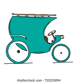 Silhouette of an old car. Retro car. Vector illustration.