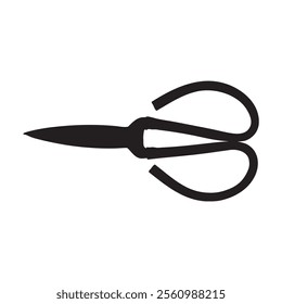 Silhouette of a old chinese-scissors. Object is isolated on white background. vector illustration.