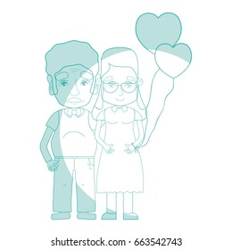 silhouette old coupe people with glasses and hairstyle
