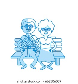 silhouette old couple in the chair with hairstyle