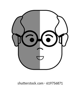 silhouette old face man with glasses and surprised expression