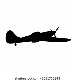 Silhueta de um avião de caça velho. Com área vazia.