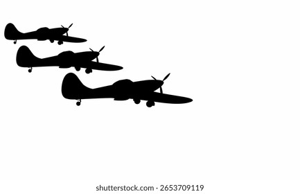 Silueta de un viejo avión de combate. Con el área vacía.