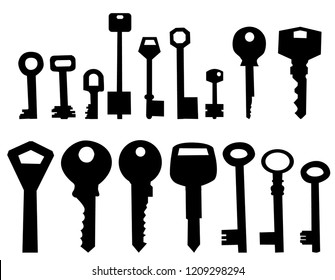 Silhouette Old Key Collection Stock Vector (Royalty Free) 1209298294 ...