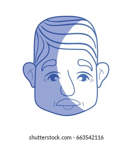 silhouette old man face with moustache and hairstyle