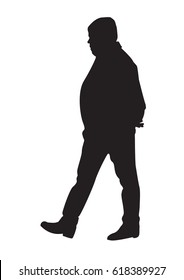 Silhouette of an old man fat walking vector