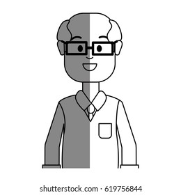 silhouette old man with glasses and casual choth