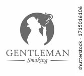 Silhouette of an old man with tobacco pipe on negative space, Classic man logo, Smoking pipe logo template, Gentleman smoking logotype, Vintage man smoking vector design
