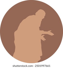 Silhouette eines alten Mannes. Vektorgrafik auf braunem Hintergrund.