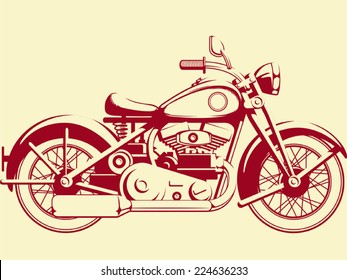 Silhouette Of Old Motorcycle - Profile View