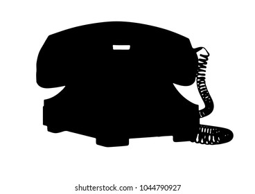 silhouette of an old phone vector