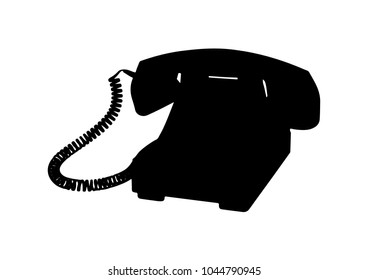 silhouette of an old phone vector