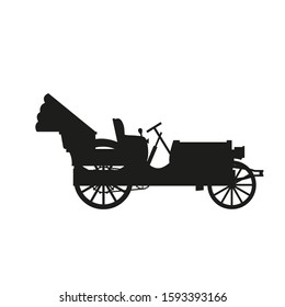 Silhouette of old retro car with an open top. Vector illustration isolated on white background