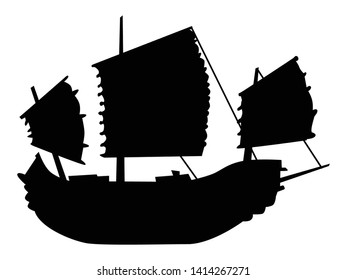 silhouette of old sailing ship, ancient motive