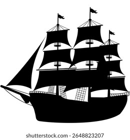Silhueta de um velho estilo galeão navio