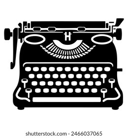 Silhouette of an old typewriter on a white background