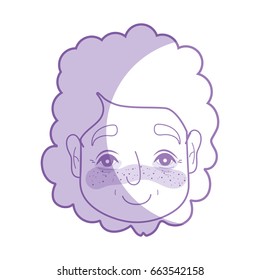 silhouette old woman face with hairstyle and expression