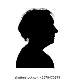  silhouette of old woman's face profile side view - vector illustration