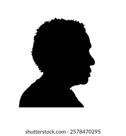  silhouette of old woman's face profile side view - vector illustration