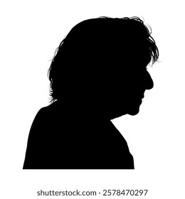  silhouette of old woman's face profile side view - vector illustration