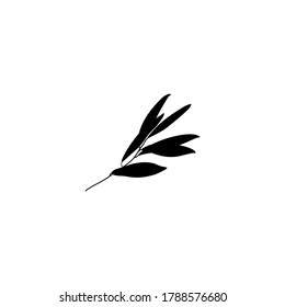 Silhouette Olive Branch with leaves. Outline Botanical leaves In a Modern Minimalist Style. Vector Illustration. For printing on t-shirt, Web Design, beauty Salons, Posters, creating a logo and other