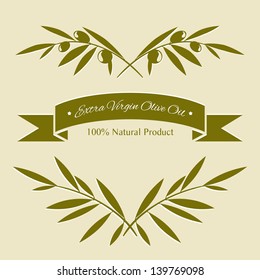 Silhouette Olive Branches And Olive Oil Label