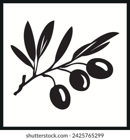 Silhouette Olive Vector, Olive Branch Silhouette, Olive Vector Illustration