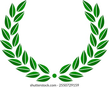 Silhouette of an olive wreath of olive leaves in two shades of green. Symbol and sign of the Roman Empire and Republic. Olive leaves icon.