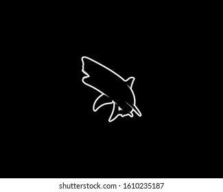 Silhouette on Black Background. Isolated Vector Animal Template for Logo Company, Icon, Symbol etc