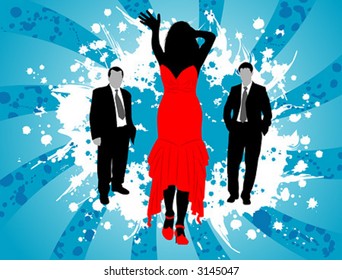 Silhouette on grunge background, element for design, vector illustration