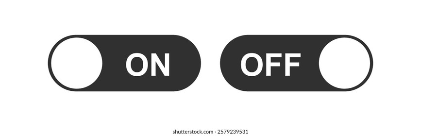 Silhouette of On and Off Toggle Switch Buttons on White Background, Vector illustration.