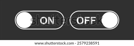 Silhouette of On and Off Toggle Switch Buttons on Black Background, Vector illustration.