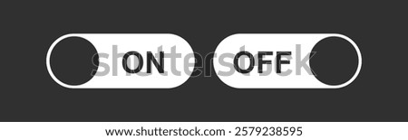 Silhouette of On and Off Toggle Switch Buttons on Black Background, Vector illustration.