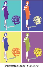 silhouette on a rose background