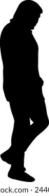 Silueta sobre un fondo blanco de un hombre en un paseo.